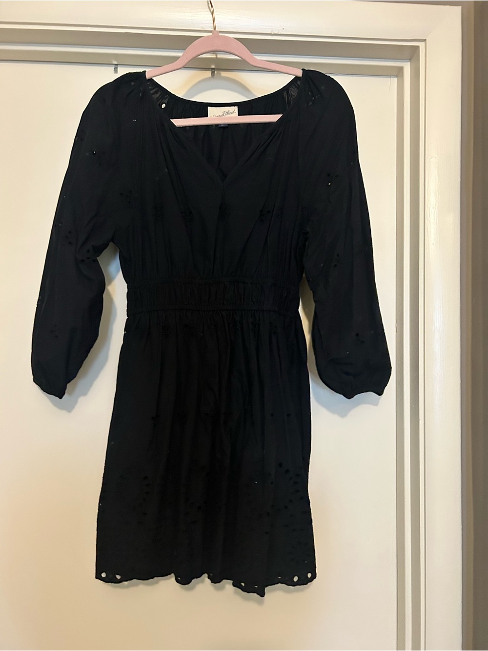 Universal Thread Black V-Neck Smocked Waist Mini Dress